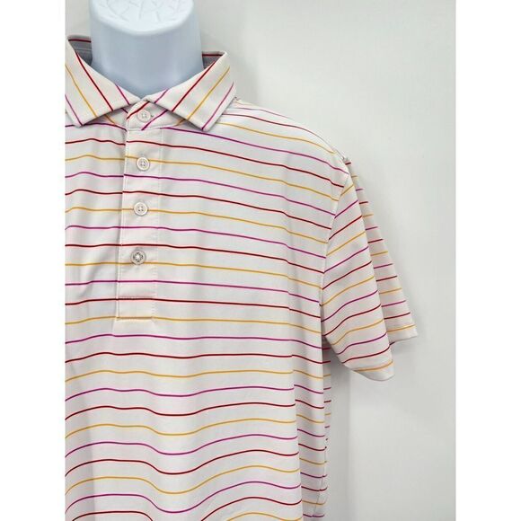 G/FORE Golf Polo Shirt White Striped Mens Size Large Short Sleeve AS IS - Picture 4 of 13